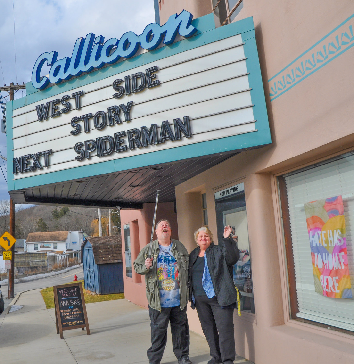 The River Reporter's Kathy Leggio was at the newly reopened Callicoon Theater with husband Danny to celebrate their Valentine’s Day wedding anniversary . “So you chose 'West Side Story'?” I asked. “Good choice—arguably one of the most romantic films of all time!”
